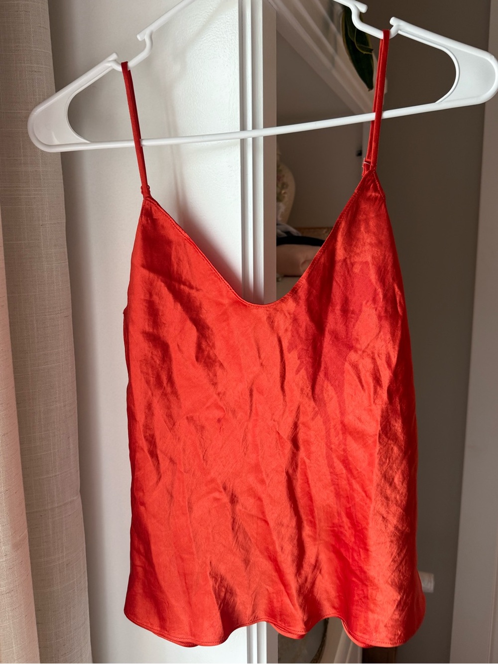 Babaton Orange Satin Cami Tank Top 2XS Adjustable Spaghetti Strap Slip Blouse